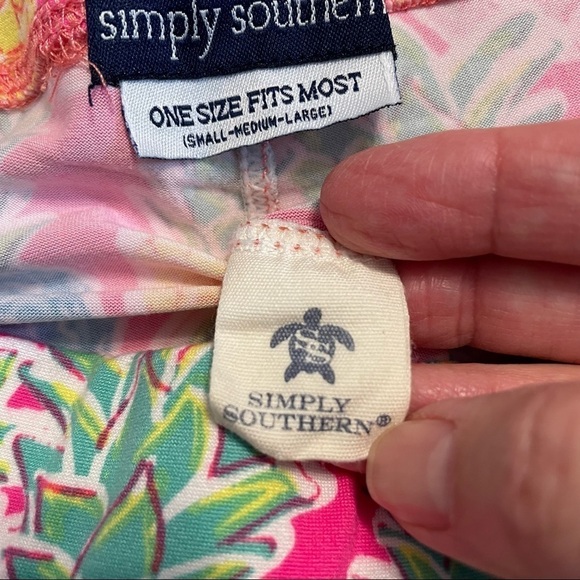 Simply Southern Pink Blue Yellow Pineapple Capri soft and comfy Leggings. OS - Picture 7 of 8